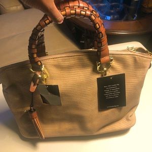 Leather London Fog Taupe Medium Sized Tote